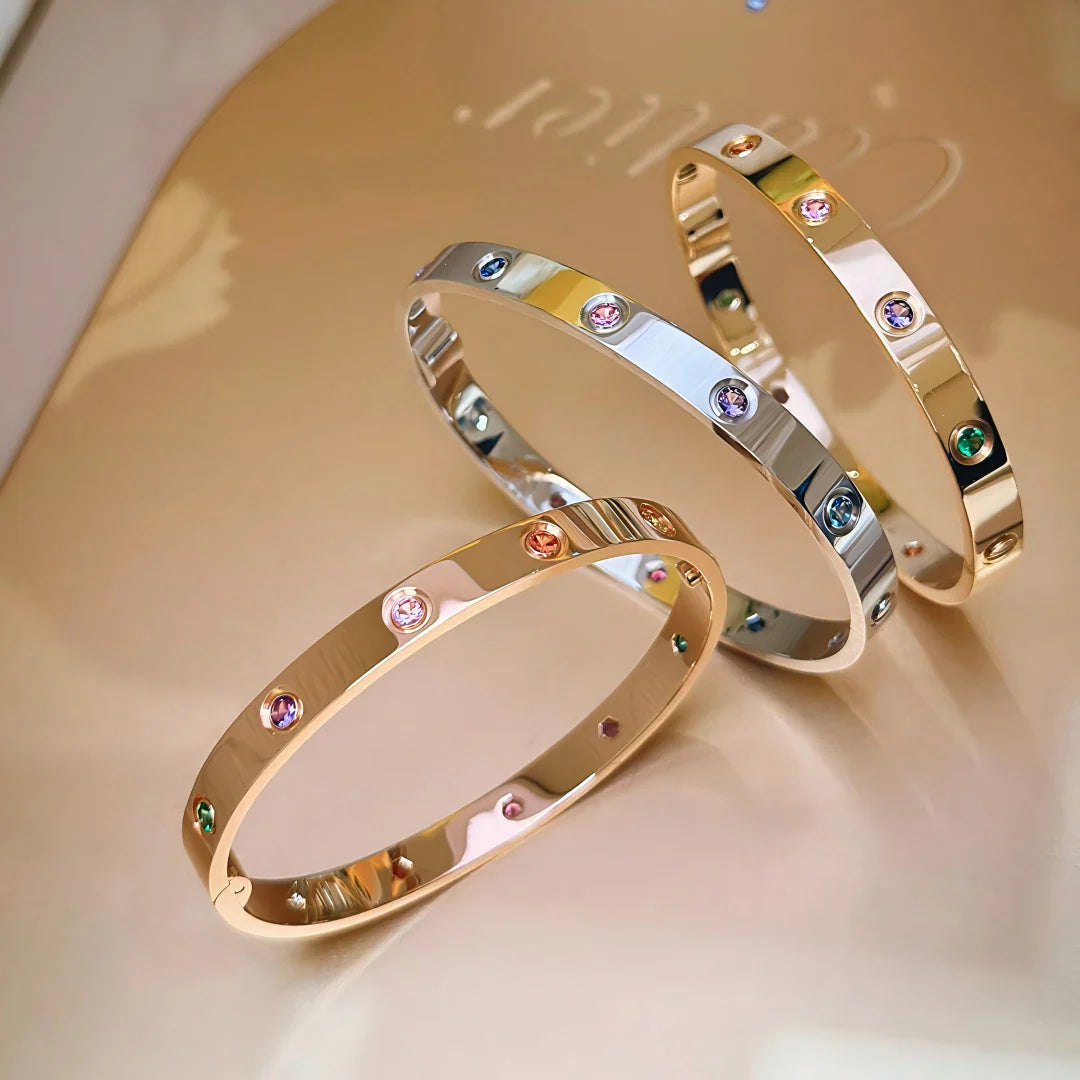 [Sparkle]KLASSISCHES 6,1MM LOVE ARMBAND 10-DIAMANT MULTICOLOR