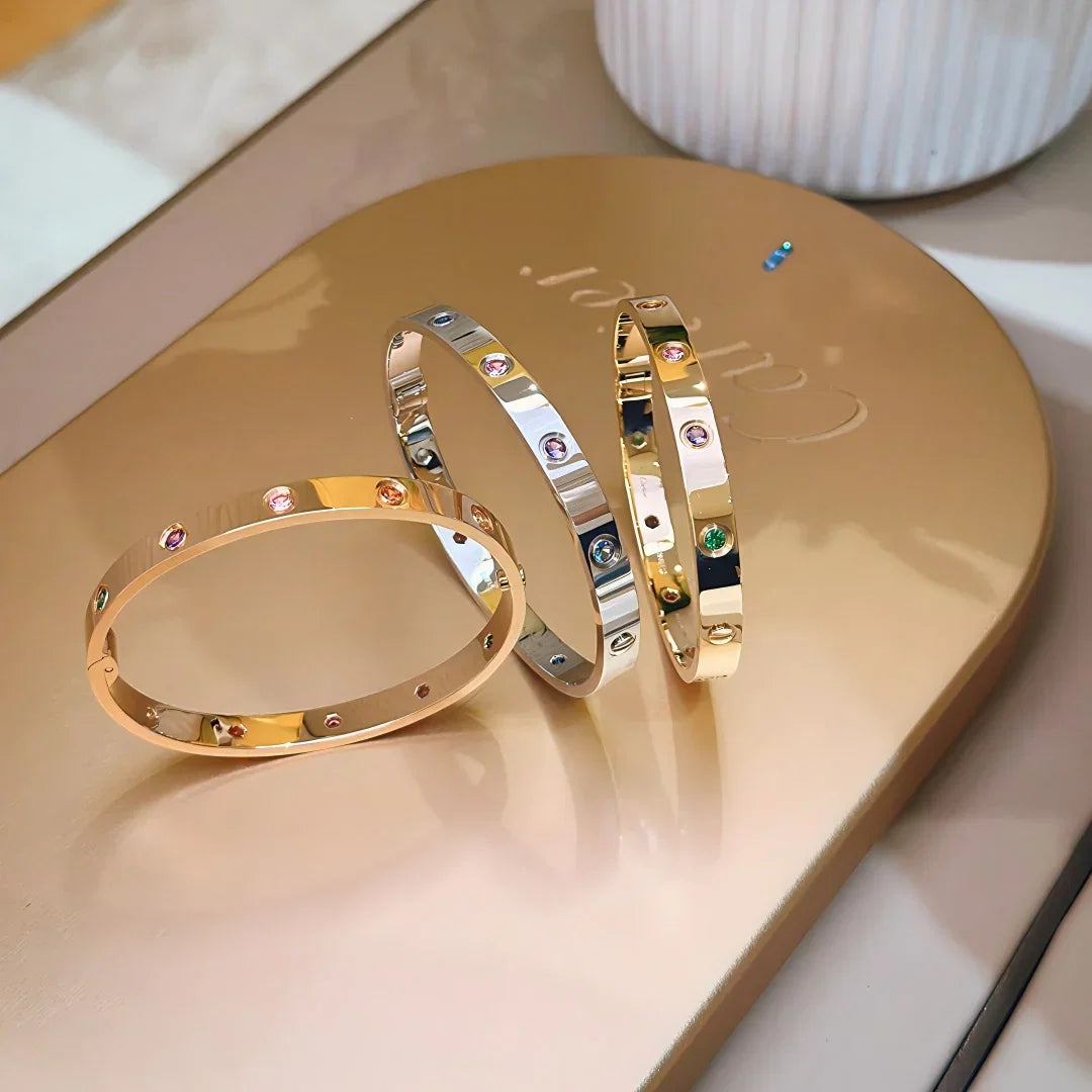 [Sparkle]KLASSISCHES 6,1MM LOVE ARMBAND 10-DIAMANT MULTICOLOR