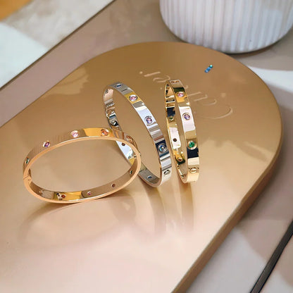 [Sparkle]KLASSISCHES 6,1MM LOVE ARMBAND 10-DIAMANT MULTICOLOR