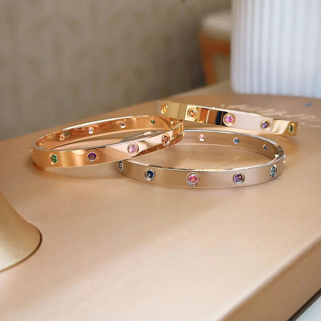 [Sparkle]KLASSISCHES 6,1MM LOVE ARMBAND 10-DIAMANT MULTICOLOR