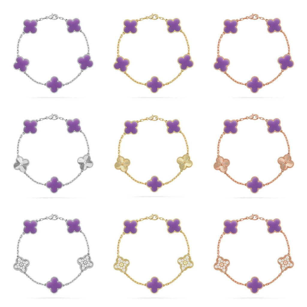 [sparkle Jewelry ]CLOVER 5 MOTIF LIGHT PURPLE BRACELET COLLECTION