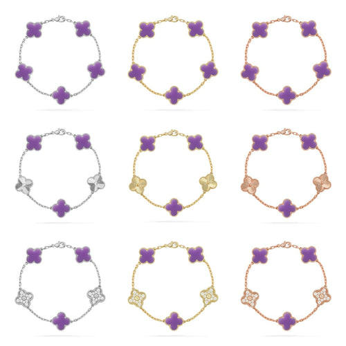 [sparkle Jewelry ]CLOVER 5 MOTIF LIGHT PURPLE BRACELET COLLECTION