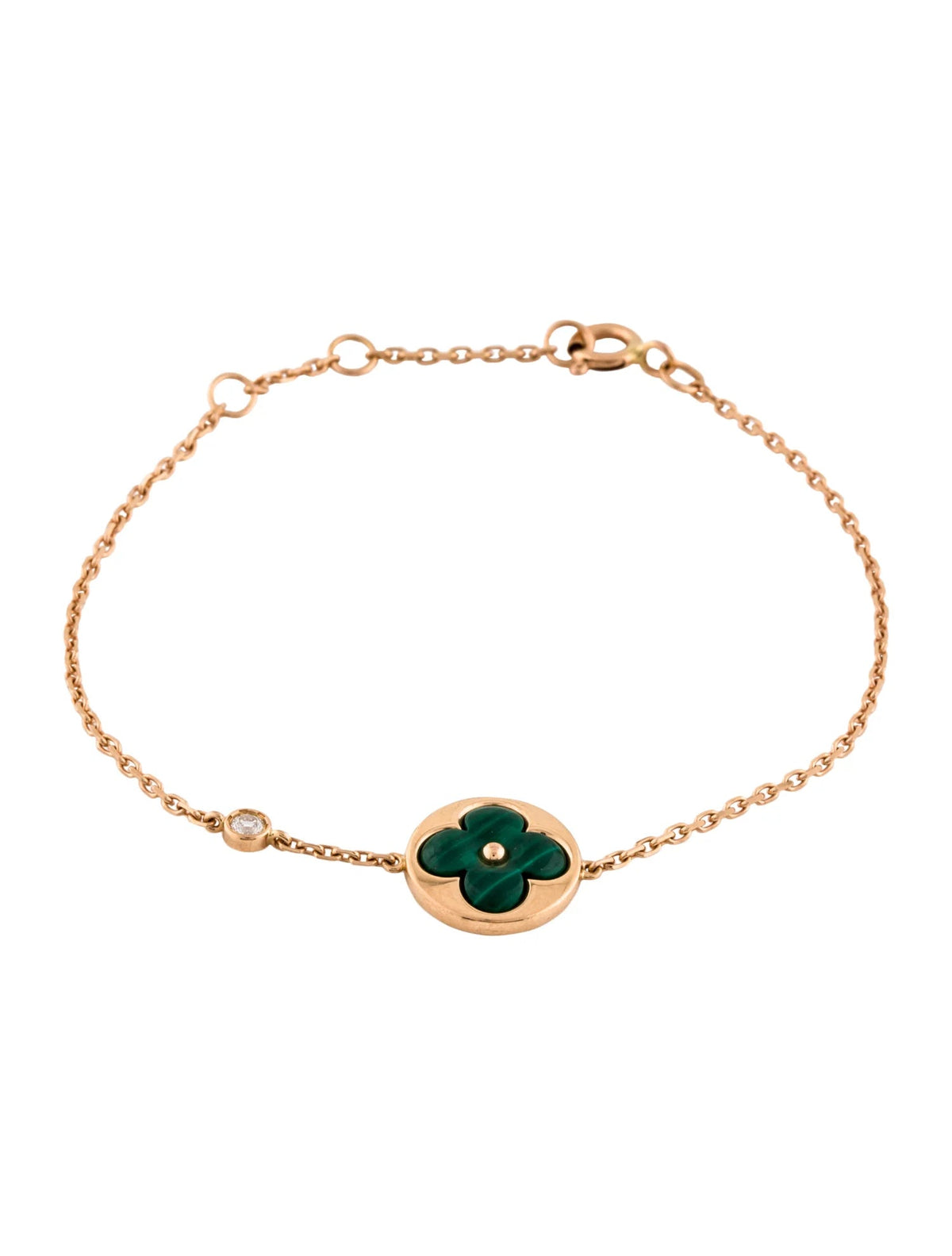 [sparkle Jewelry ]SUN MALACHITE 1 DIAMOND PINK GOLD BRACELET