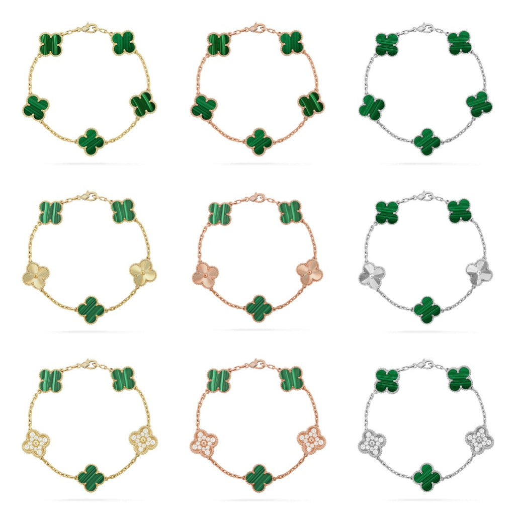 [sparkle Jewelry ] CLOVER 5 MOTIF MALACHITE BRACELET COLLECTION