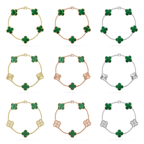 [sparkle Jewelry ] CLOVER 5 MOTIF MALACHITE BRACELET COLLECTION