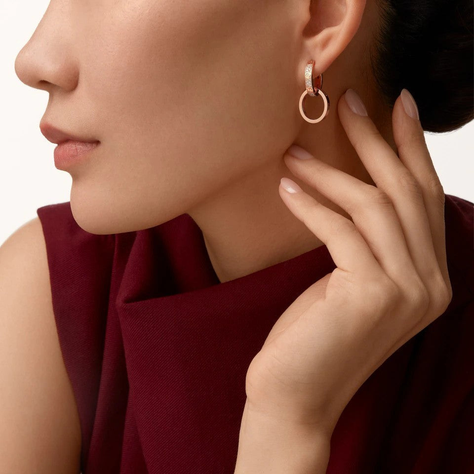 [sparkle Jewelery]LOVE 3.3MM DANGLE HALF DIAMOND EARRINGS