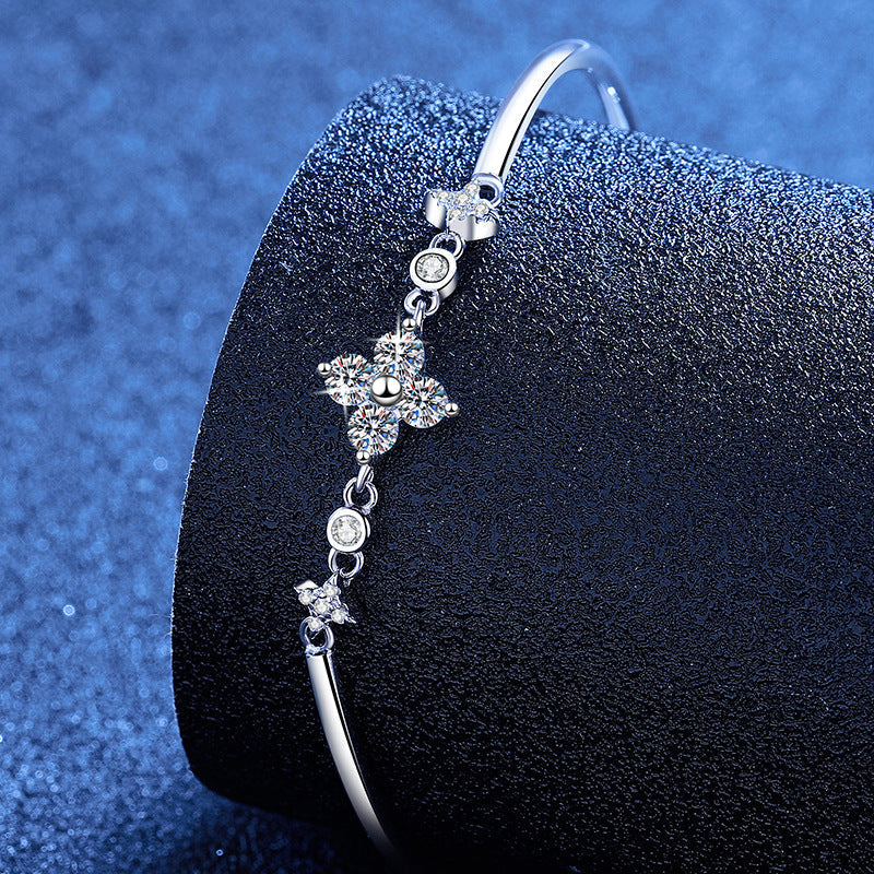 [sparkle]CLOVER & TWIN-STAR MOISSANITE BRACELET