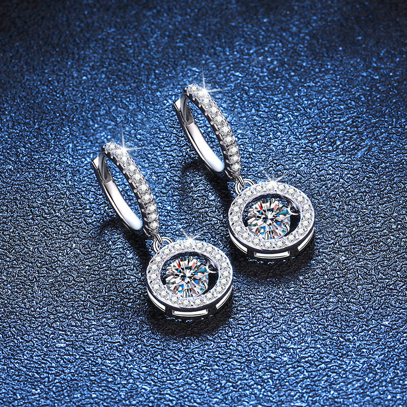 [Sparkle]TANZENDER MOISSANIT HALO TROPFEN-CREOLEN
