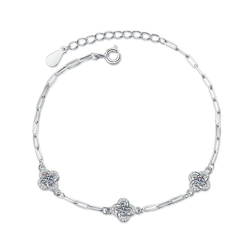 [Sparkle]TRIPLE-CLOVER MOISSANITE BRACELET