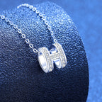 [sparkle]FULL-PAVE "H" MOISSANITE PENDANT NECKLACE