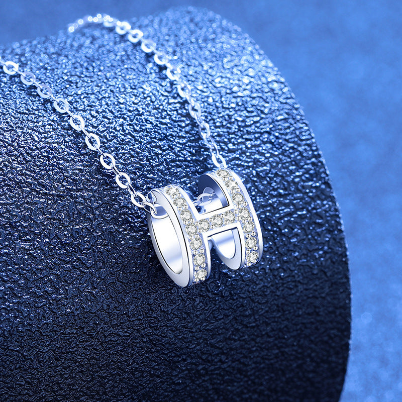 [Sparkle]FULL-PAVE "H" MOISSANIT-ANHÄNGERKETTE