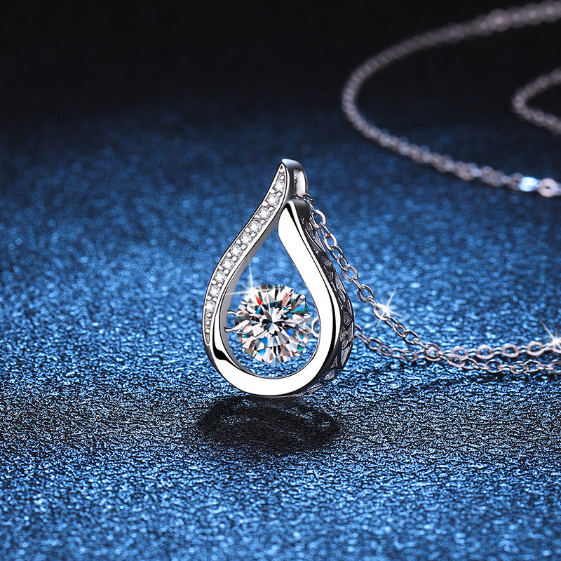 [Sparkle]TANZENDER WASSERTROPFEN MOISSANIT-HALSKETTE