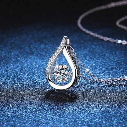 [Sparkle]TANZENDER WASSERTROPFEN MOISSANIT-HALSKETTE