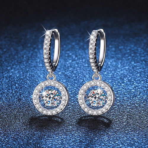 [Sparkle]TANZENDER MOISSANIT HALO TROPFEN-CREOLEN