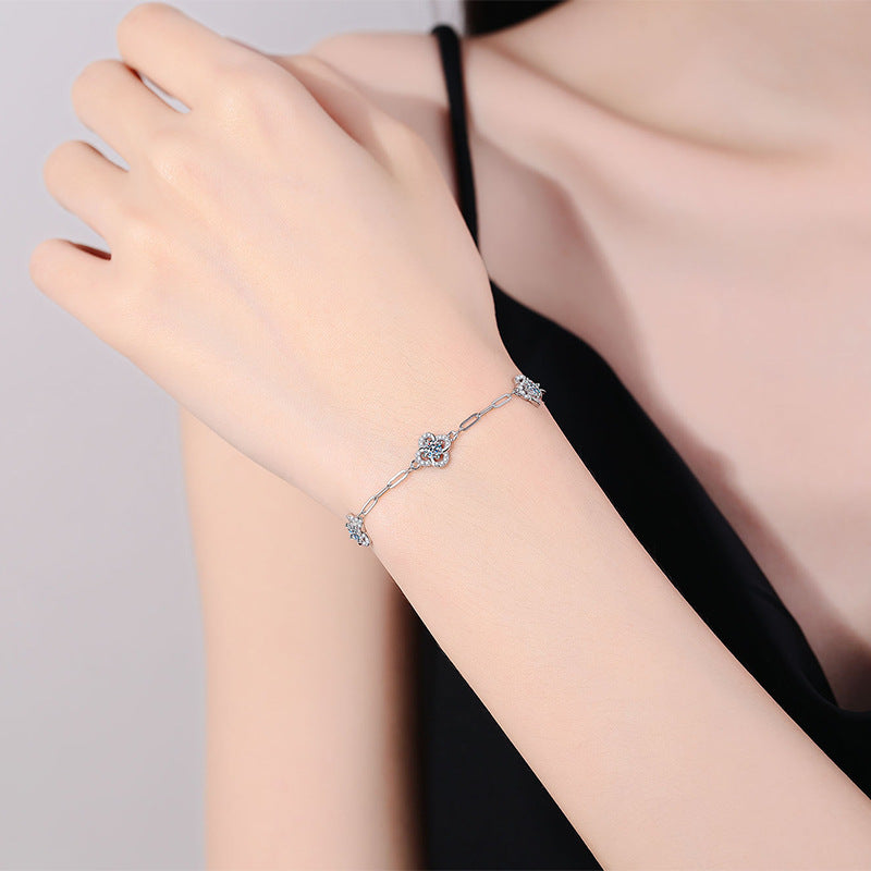 [Sparkle]TRIPLE-CLOVER MOISSANITE BRACELET