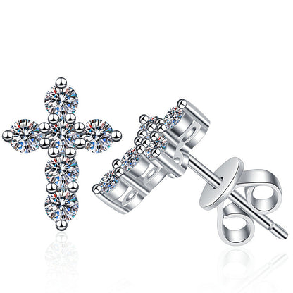 [Sparkle]SPARKLING CROSS MOISSANITE STUD EARRINGS