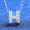 [sparkle]FULL-PAVE "H" MOISSANITE PENDANT NECKLACE