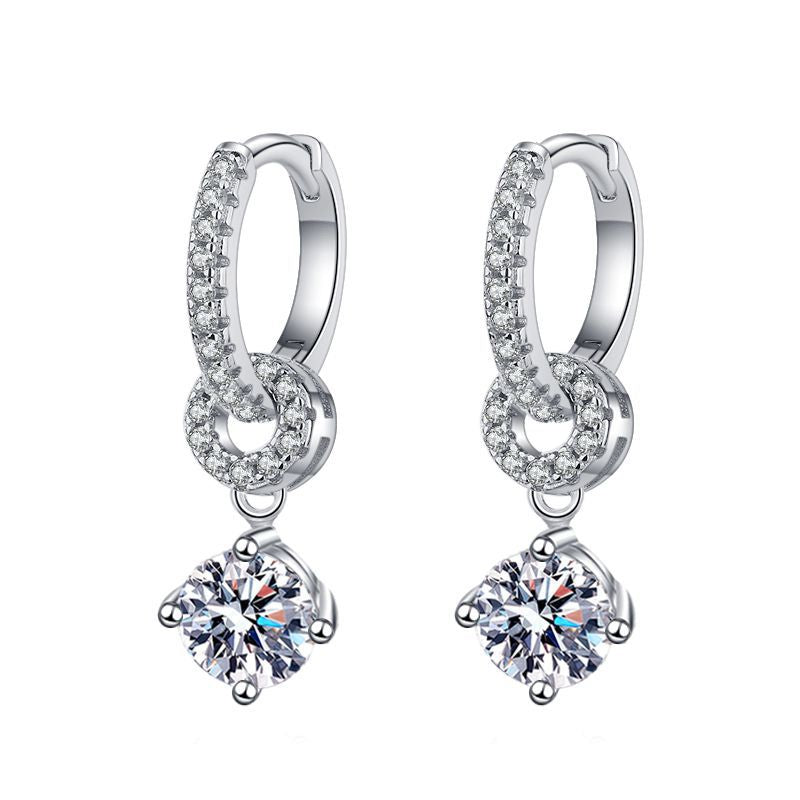 [Sparkle]INTERLOCKING DOUBLE RING MOISSANITE DROP EARRINGS