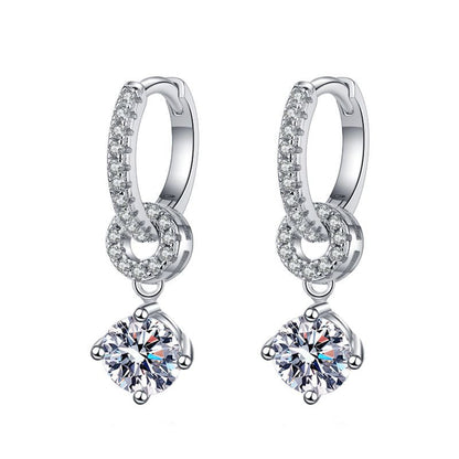 [Sparkle]INTERLOCKING DOUBLE RING MOISSANITE DROP EARRINGS
