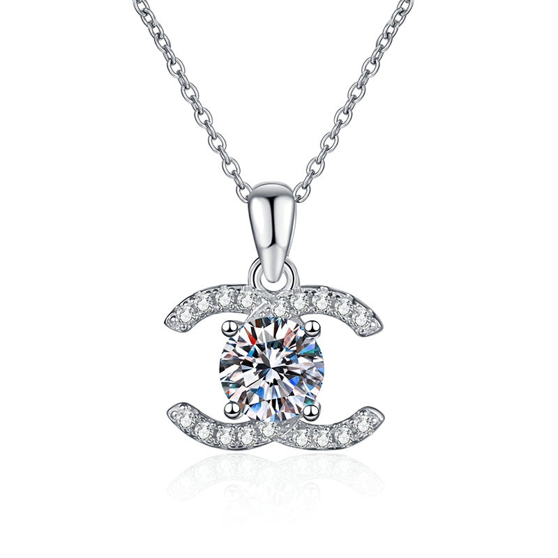 [sparkle]CLASSIC INTERLOCKING MOISSANITE PENDANT NECKLACE