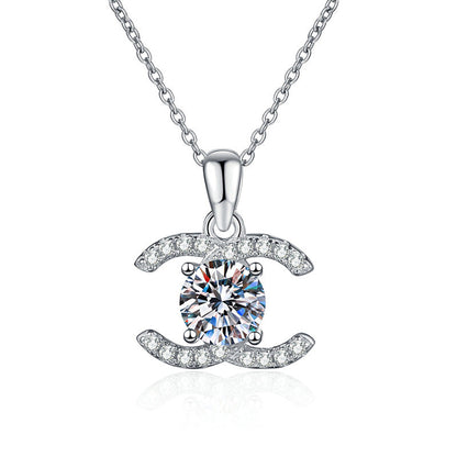 [sparkle]CLASSIC INTERLOCKING MOISSANITE PENDANT NECKLACE