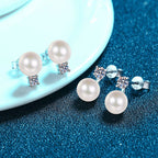 [sparkle]ELEGANT NATURAL PEARL & MOISSANITE DROP EARRINGS