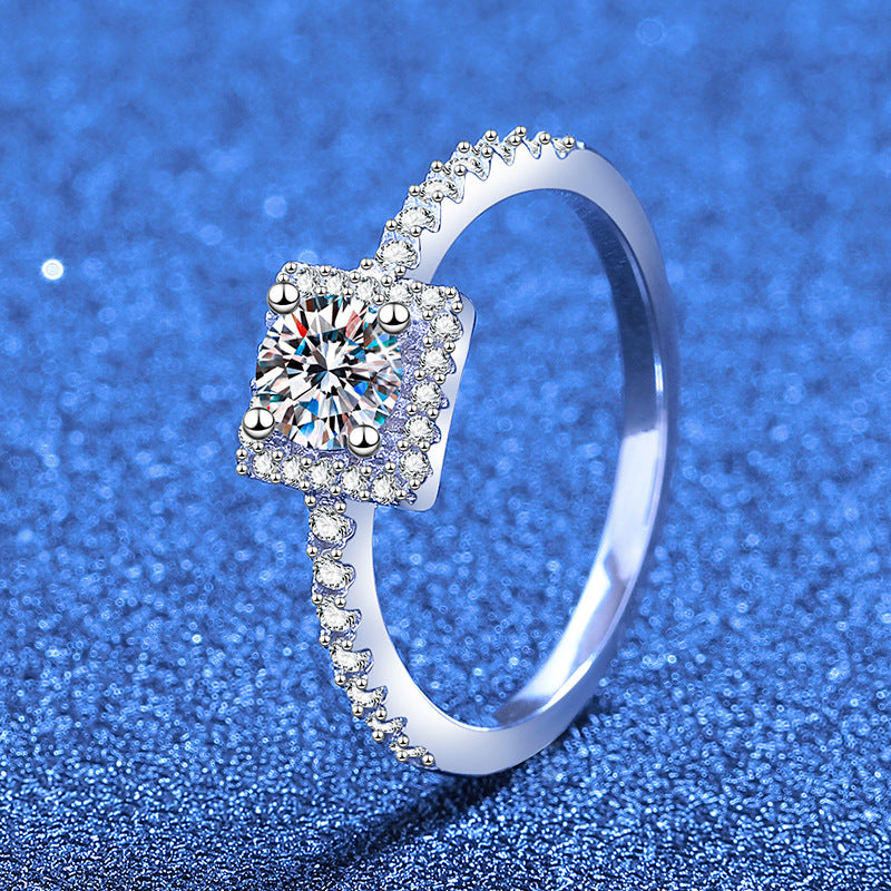 [sparkle]DAINTY SUGAR-CUBE MOISSANITE RING