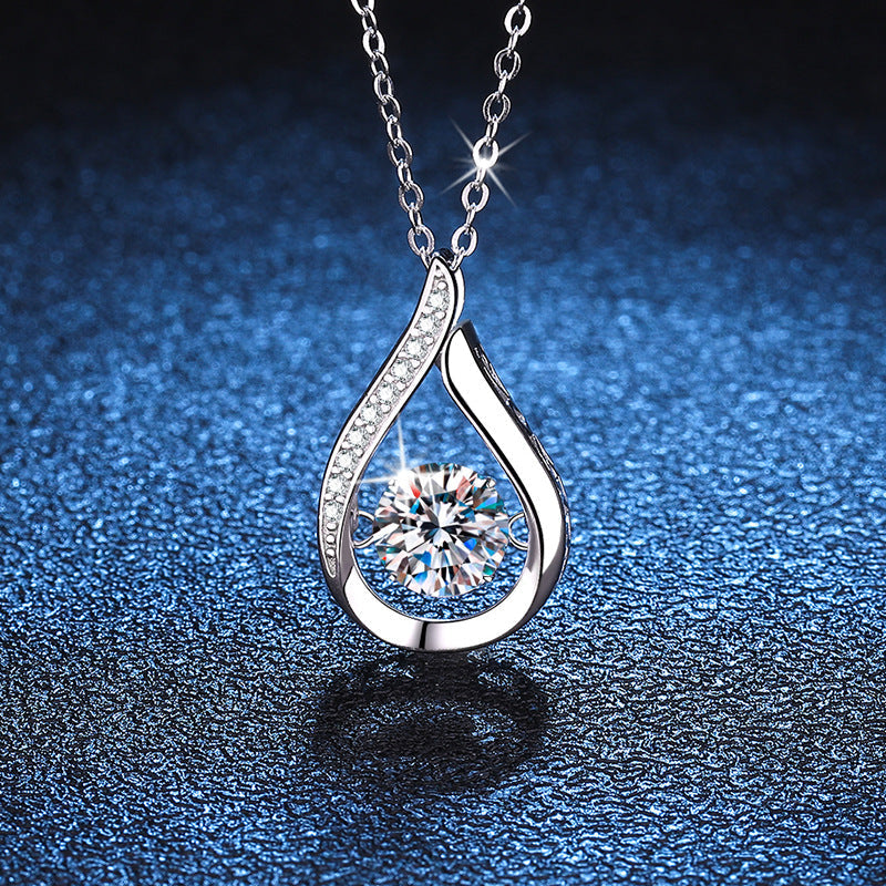 [Sparkle]TANZENDER WASSERTROPFEN MOISSANIT-HALSKETTE