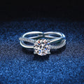 [sparkle]ELEGANT 4-PRONG CROSSOVER MOISSANITE ENGAGEMENT RING