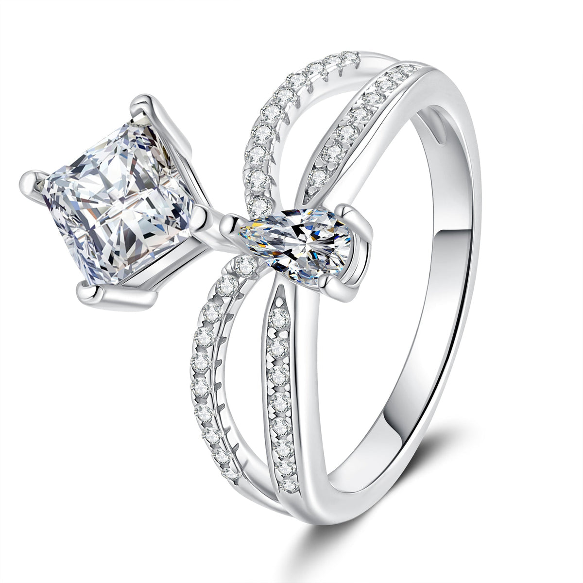 [sparkle]ELEGANT DOUBLE-TWISTED MOISSANITE RING