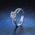 [sparkle]ELEGANT 4-PRONG CROSSOVER MOISSANITE ENGAGEMENT RING