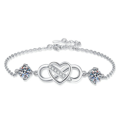 [sparkle]DOUBLE-STONE "LOVE LINK" MOISSANITE BRACELET
