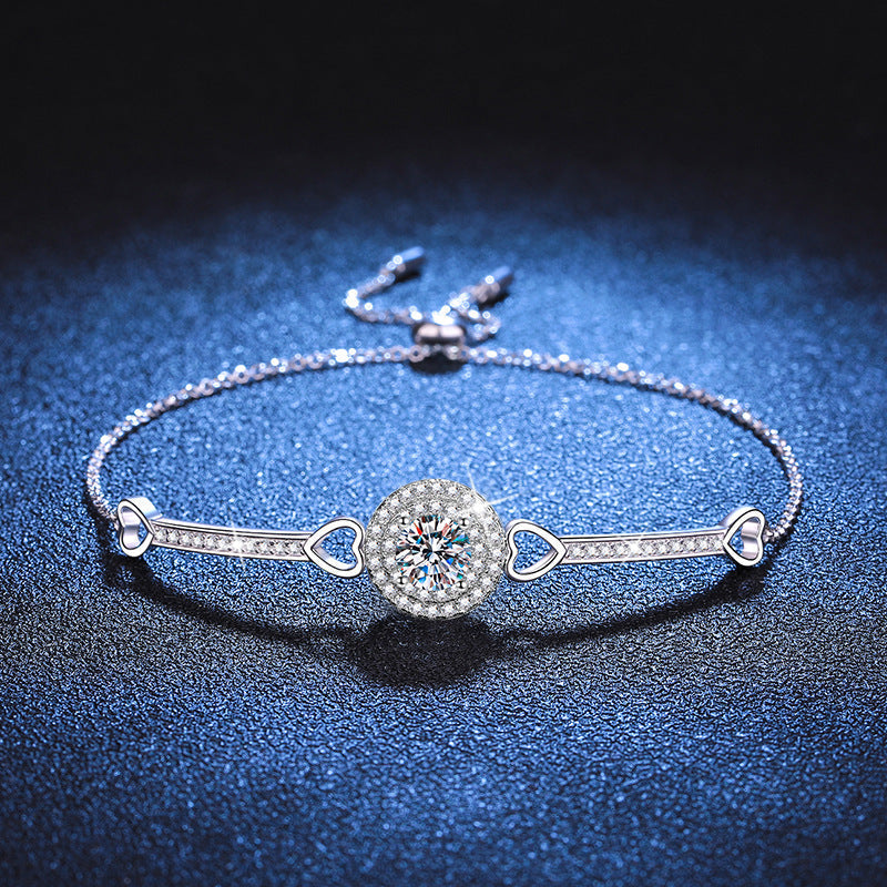 [sparkle]INTERLOCKING HEART & CIRCLE MOISSANITE BRACELET