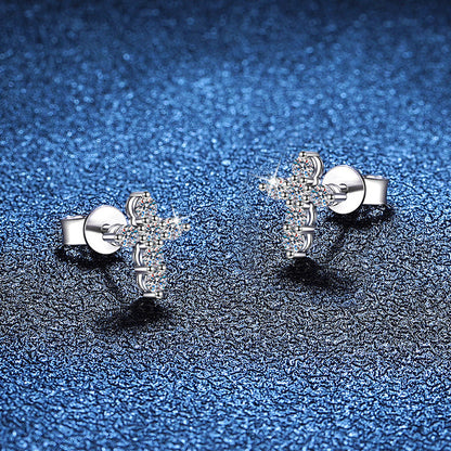 [Sparkle]SPARKLING CROSS MOISSANITE STUD EARRINGS