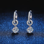 [sparkle]INTERLOCKING DOUBLE RING MOISSANITE DROP EARRINGS