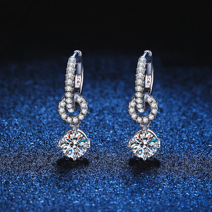[Sparkle]INTERLOCKING DOUBLE RING MOISSANITE DROP EARRINGS