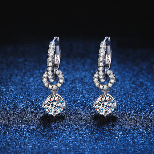 [Sparkle]INTERLOCKING DOUBLE RING MOISSANITE DROP EARRINGS