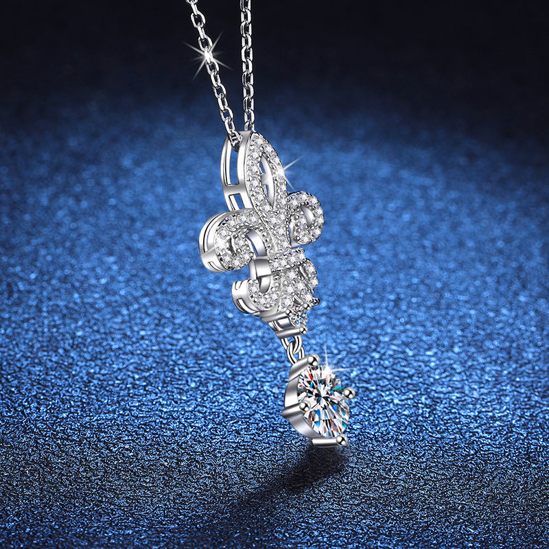 [sparkle]ROYAL FLEUR-DE-LIS MOISSANITE PENDANT NECKLACE