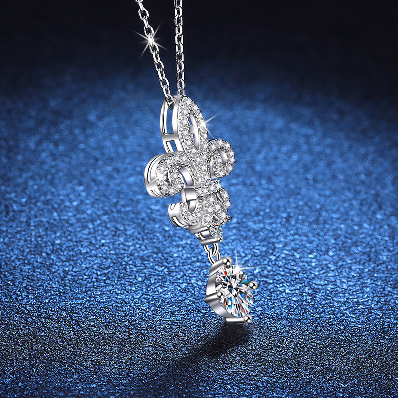 [sparkle]ROYAL FLEUR-DE-LIS MOISSANITE PENDANT NECKLACE
