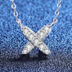 [sparkle]MODERN X-SHAPE PAVÉ MOISSANITE NECKLACE
