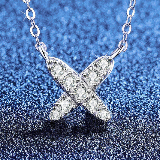 [Sparkle]MODERNE X-FÖRMIGE PAVÉ-MOISSANITE-HALSKETTE