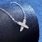 [sparkle]MODERN X-SHAPE PAVÉ MOISSANITE NECKLACE