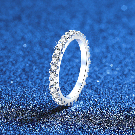 [Sparkle] ZIERLICHER 0,87 CT VOLL-Eternity Moissanitring