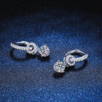 [sparkle]INTERLOCKING DOUBLE RING MOISSANITE DROP EARRINGS