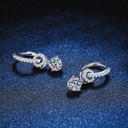 [Sparkle]INTERLOCKING DOUBLE RING MOISSANITE DROP EARRINGS