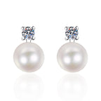 [sparkle]ELEGANT NATURAL PEARL & MOISSANITE DROP EARRINGS