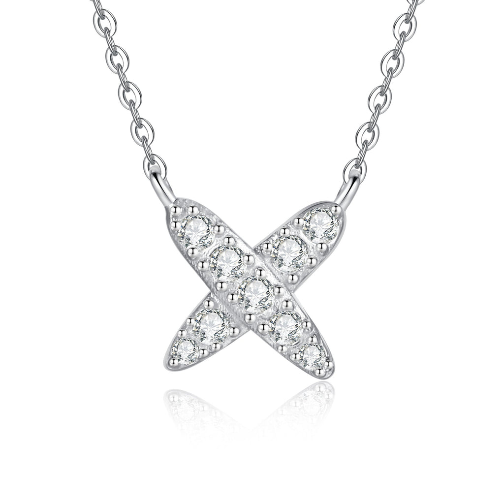 [sparkle]MODERN X-SHAPE PAVÉ MOISSANITE NECKLACE