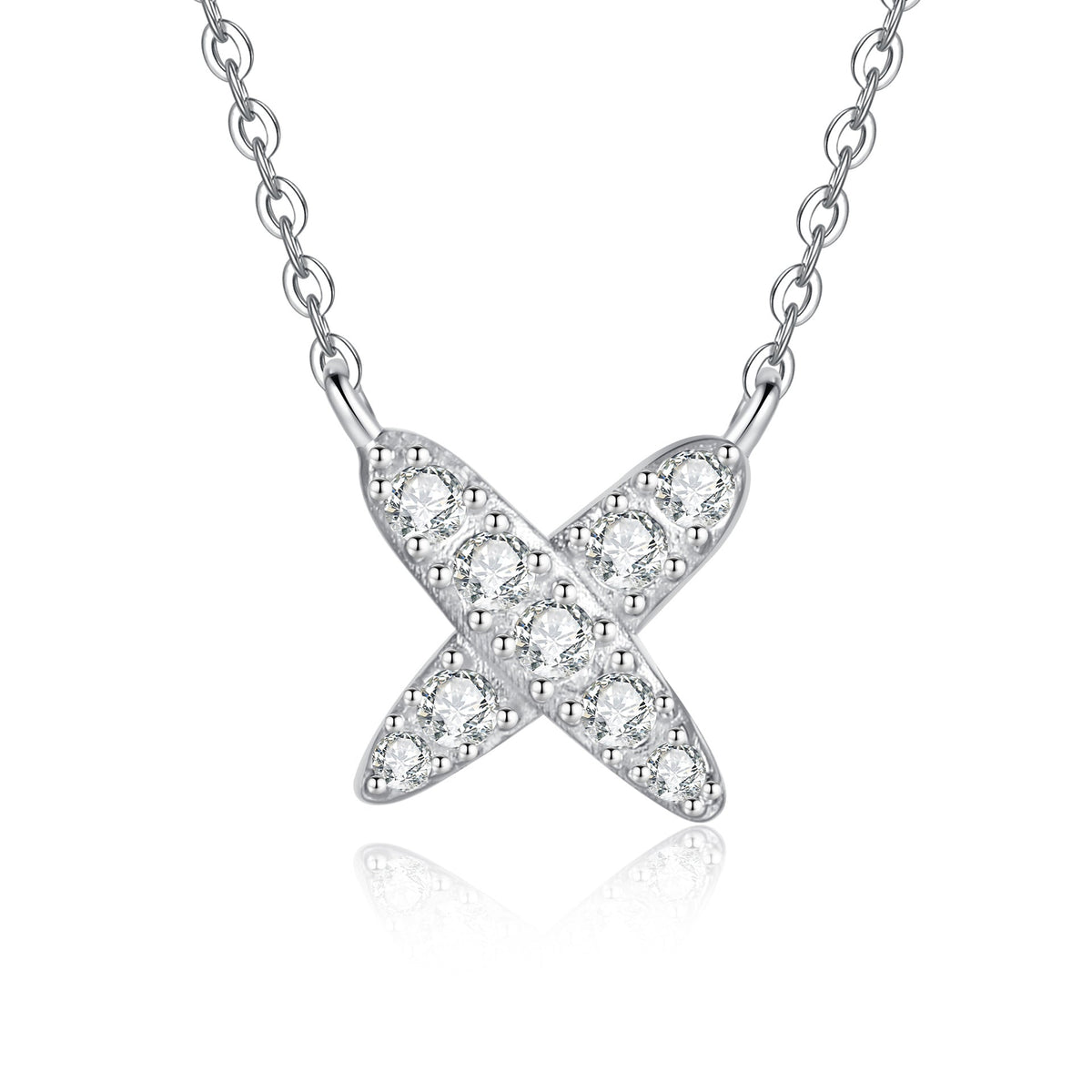 [sparkle]MODERN X-SHAPE PAVÉ MOISSANITE NECKLACE