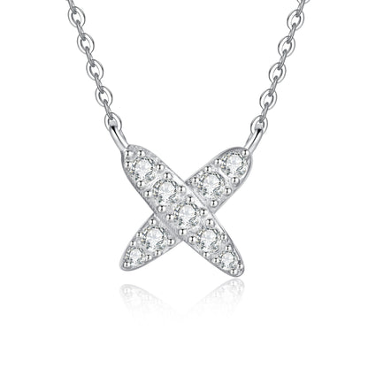 [sparkle]MODERN X-SHAPE PAVÉ MOISSANITE NECKLACE