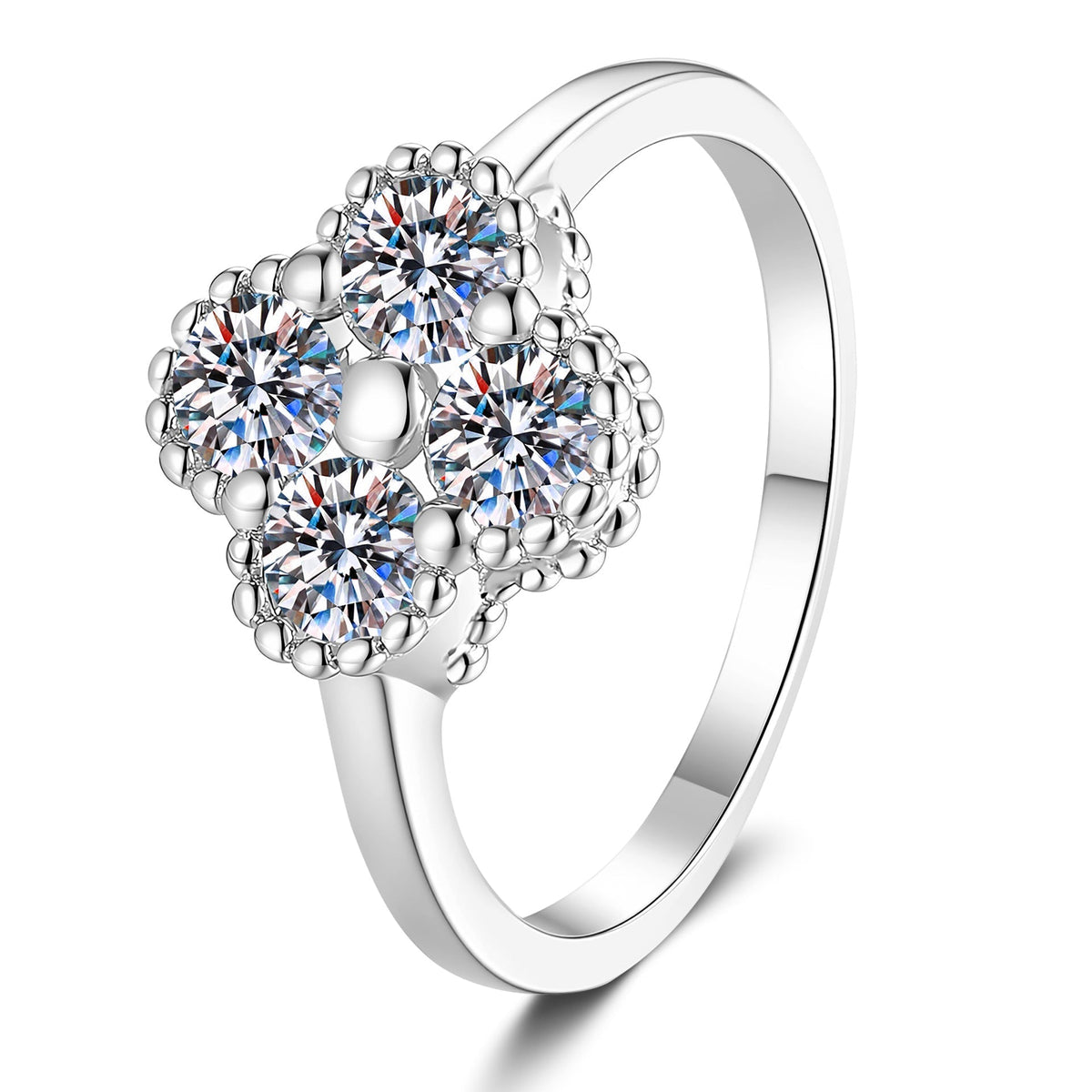 [sparkle]ELEGANT FOUR-LEAF CLOVER MOISSANITE RING